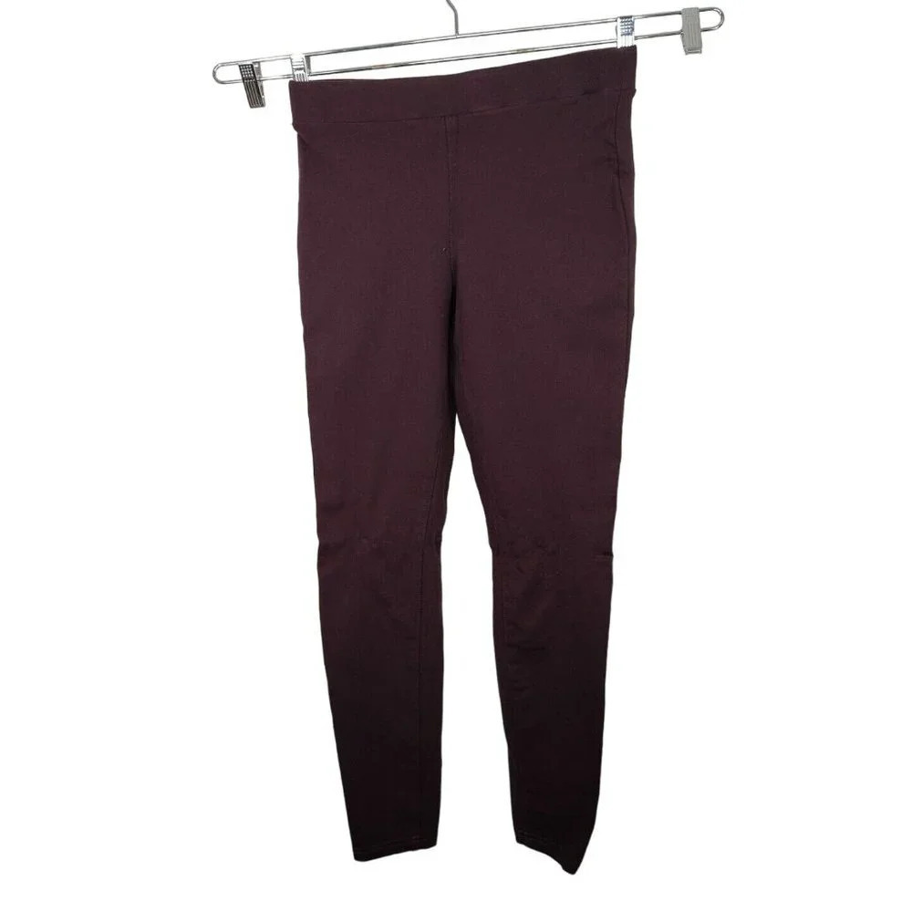 ANA Burgundy Red Leggings Women Size M Skinny Pull-on Stretch Knit Elastic Waist